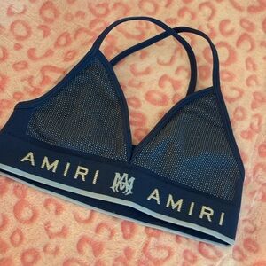 AMIRI Dark Blue Bralette with Logo Band
